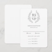 Formele Zwarte Witte Krans Aangepaste Trouw  RSVP Kaartje (Voorkant / Achterkant)