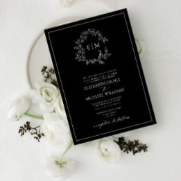 Formele zwarte witte luifel rond de rest Monogram Kaart