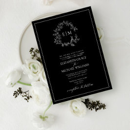 Formele zwarte witte luifel rond de rest Monogram  Kaart