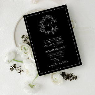 Formele zwarte witte luifel rond de rest Monogram  Kaart