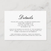 Formele Zwarte Witte Script Trouwdetails Informatiekaartje (Voorkant)