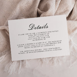 Formele Zwarte Witte Script Trouwdetails Informatiekaartje
