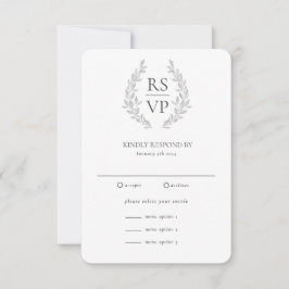 Formele zwarte witte Wreath Custom Wedding RSVP Kaartje