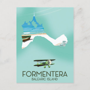 Formentera Balearic Island Map Reisposter Briefkaart