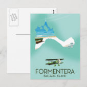 Formentera Balearic Island Map Reisposter Briefkaart (Voorkant / Achterkant)
