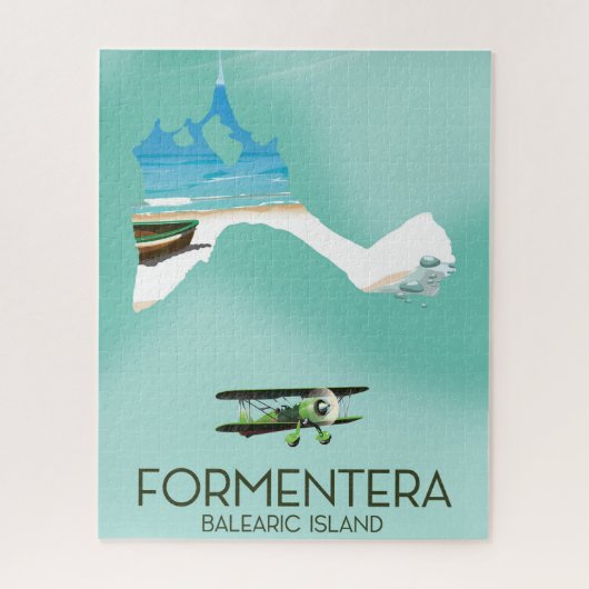 Formentera Balearic Island Map Reisposter Legpuzzel (Verticaal)
