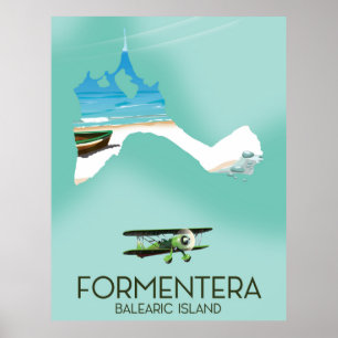 Formentera Balearic Island Map Reisposter Poster