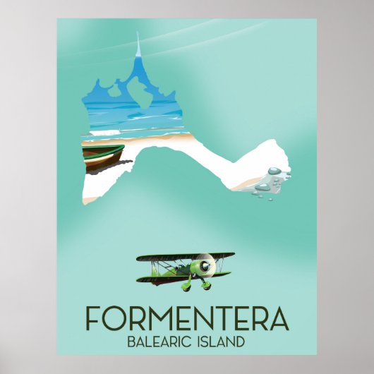 Formentera Balearic Island Map Reisposter Poster (Voorkant)