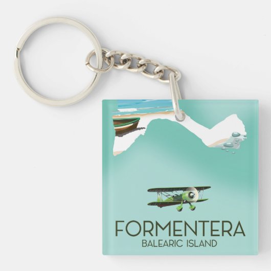 Formentera Balearic Island Map Reisposter Sleutelhanger (voorkant)