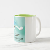 Formentera Balearic Island Map Reisposter Tweekleurige Koffiemok (Voorkant rechts)