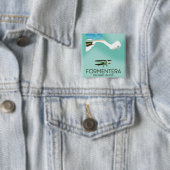 Formentera Balearic Island Map Reisposter Vierkante Button 5,1 Cm (In situ)