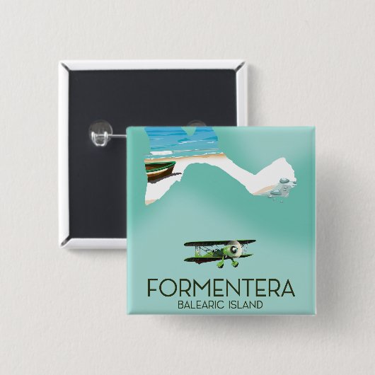 Formentera Balearic Island Map Reisposter Vierkante Button 5,1 Cm (Voorkant /achterkant)