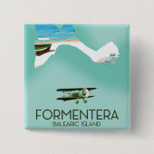 Formentera Balearic Island Map Reisposter Vierkante Button 5,1 Cm (Voorkant)