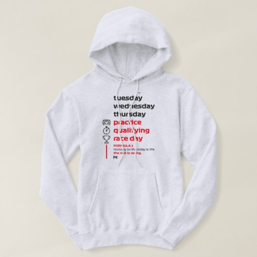 FORMULA 1 RACE WEEK WHITE HOODIE (Design voorkant)