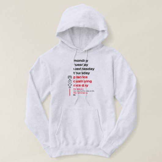 FORMULA 1 RACE WEEK WHITE HOODIE (Design voorkant)