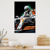 Formula One Racer in Car Ready for High Speed  Poster (Keuken)