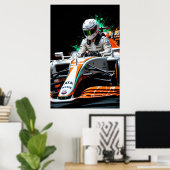 Formula One Racer in Car Ready for High Speed  Poster (Thuiskantoor)