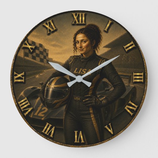 Formula Race Driver Funny Mona Lisa Racing Gift Grote Klok (Voorkant)