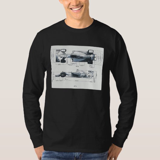 Formula Racing Car Blueprint Mechanical Engineerin T-shirt (Voorkant)