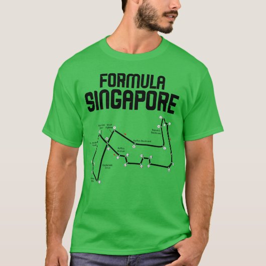 Formula Singapore Racing Circuit Car Map Grand fri T-shirt (Voorkant)