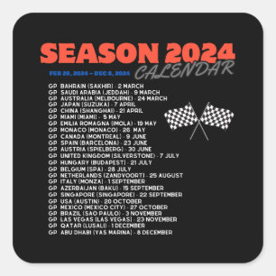 Formule 1, seizoen 2024, grand prix kalender vierkante sticker