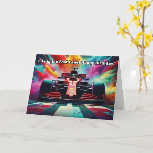 Formule 1 Verjaardag Kaart - High-Speed Racing The (Gele Bloem)