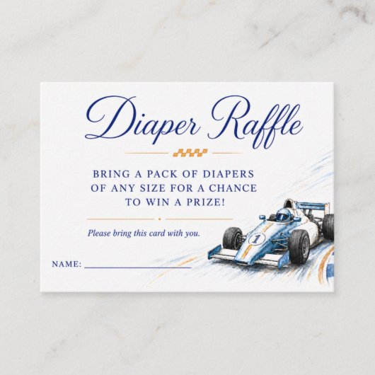 Formule Een Baby Shower Luier Raffle Kaart (Voorkant)
