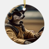 Formule Fun: Professioneel Meerkat autocoureur Keramisch Ornament (Voorkant)