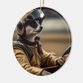 Formule Fun: Professioneel Meerkat autocoureur Keramisch Ornament (Links)