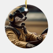 Formule Fun: Professioneel Meerkat autocoureur Keramisch Ornament (Achterkant)