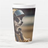 Formule Fun: Professioneel Meerkat autocoureur Latte Mok (Voorkant)