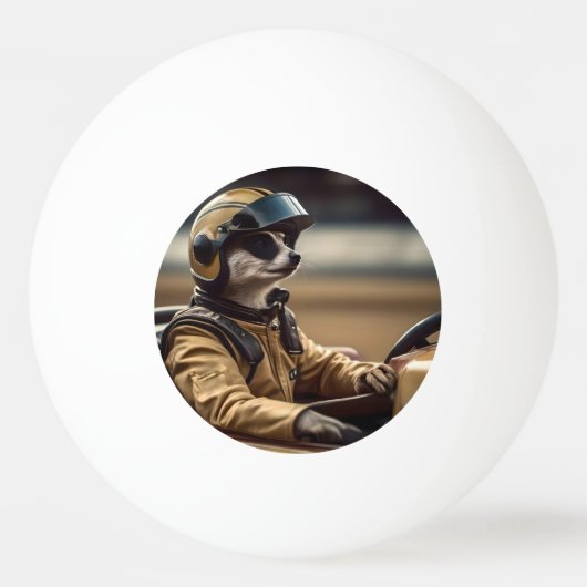 Formule Fun: Professioneel Meerkat autocoureur Pingpongbal (Achterkant)