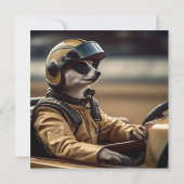 Formule Fun: Professioneel Meerkat autocoureur Save The Date (Achterkant)