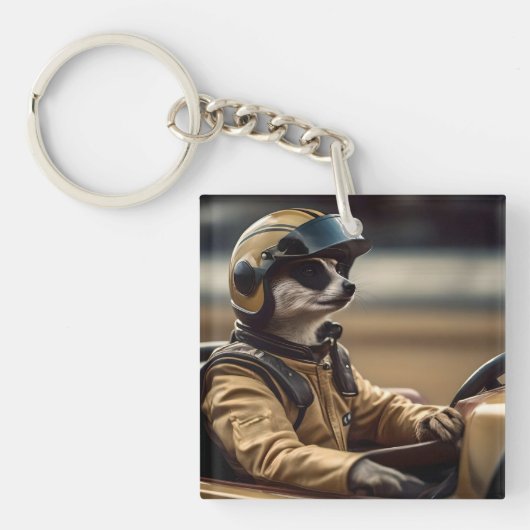 Formule Fun: Professioneel Meerkat autocoureur Sleutelhanger (voorkant)