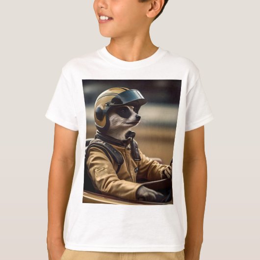 Formule Fun: Professioneel Meerkat autocoureur T-shirt (Voorkant)