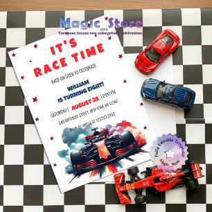 Formule Raceauto Rood Rook Sterren F1 Verjaardag Kaart