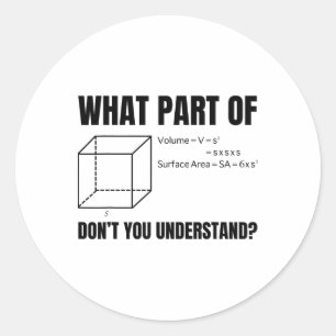 Formule Volume Van Een Kubus! Grappige Wiskunde  Ronde Sticker