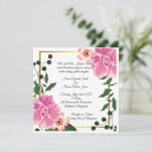 Formulering Roze en Groen Bloemig Huwelijk Kaart (Staand voorkant)