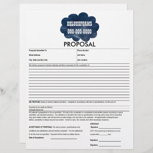 Formulier Colorful Blue Clouds (Voorkant / Achterkant)