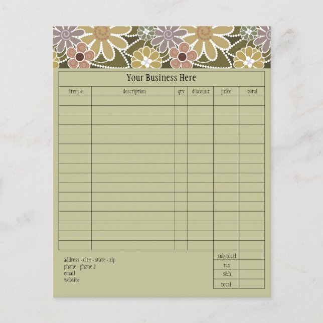 Formulier Fun Florals Small Order (Voorkant)