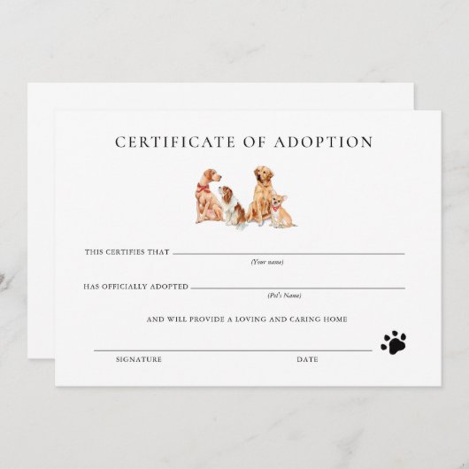 Formulier goedkeuringscertificaat voor zwart-witfo (Voorkant / Achterkant)