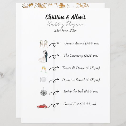 Formulier Modern Wedding Program (Voorkant / Achterkant)