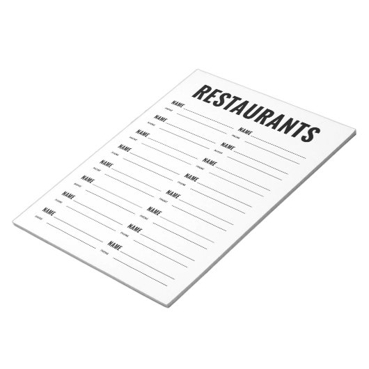 Formulier Restaurantorganisatie Notitieblok (Schuin)