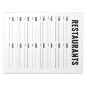 Formulier Restaurantorganisatie Notitieblok (Voorkant)