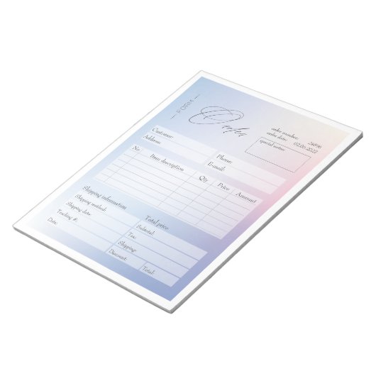 Formulier voor blauwe en roze gradiënt zakelijke b notitieblok (Schuin)