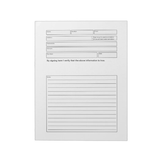 Formulier voor clientconsultatie notitieblok (Linkerzijde)