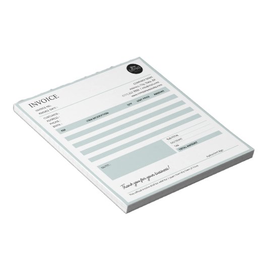 Formulier voor ontvangst van professionele bedrijf notitieblok (Schuin)