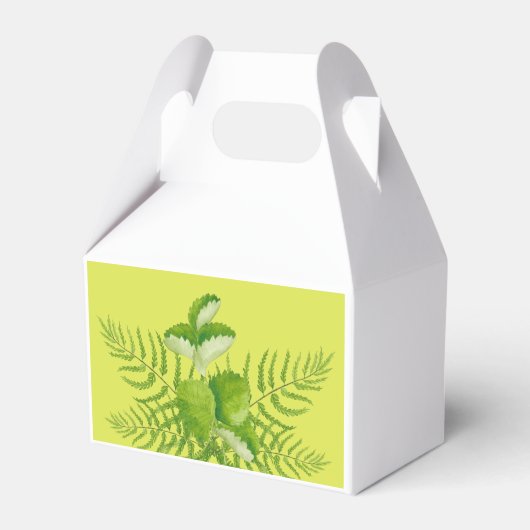 Formulieren in groen op een Gable Favor Box Bedankdoosjes (Voorkant Zijde)