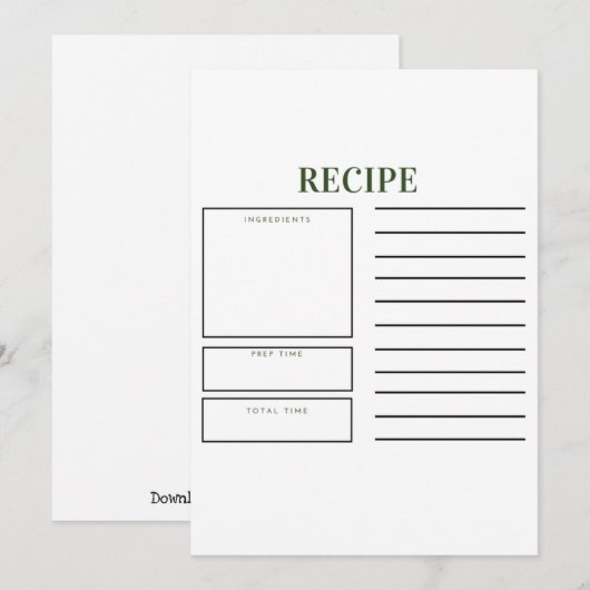 Formulieren - Recept Kaart (Voorkant / Achterkant)