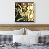 Fornamental Floral Design with Black Borders Canvas Afdruk (Insitu (Slaapkamer))